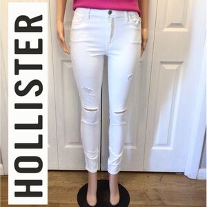Hollister Juniors High Rise Super Skinny Stretch White Denim Jeans Size 9R